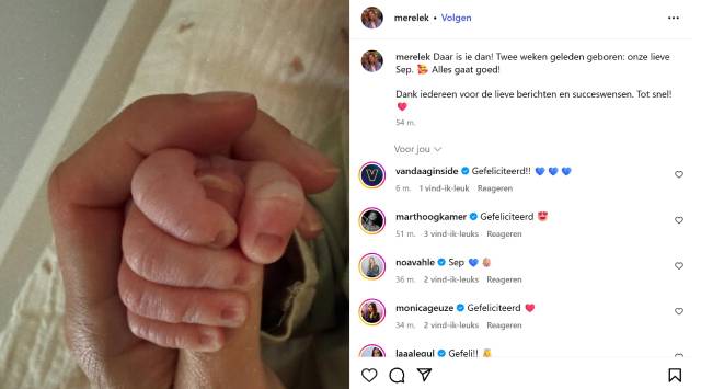 Bekendmaking op Instagram.